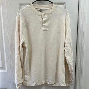 Madewell Cream Long Sleeve Henley Shirt